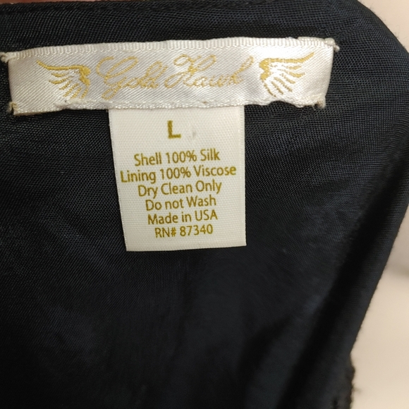 Gold Hawk Silk Beaded Mini Dress Size M - Picture 7 of 9